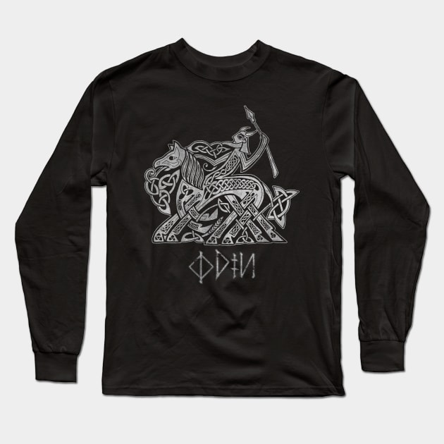 Odin Entering Valhalla on Sleipnir (Gray) Long Sleeve T-Shirt by celtichammerclub